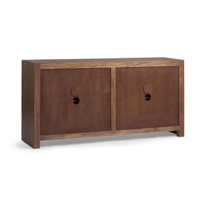 Classic Home Glendale 4-door buffet in toasted chestnut wood with sleek design and spacious storage.