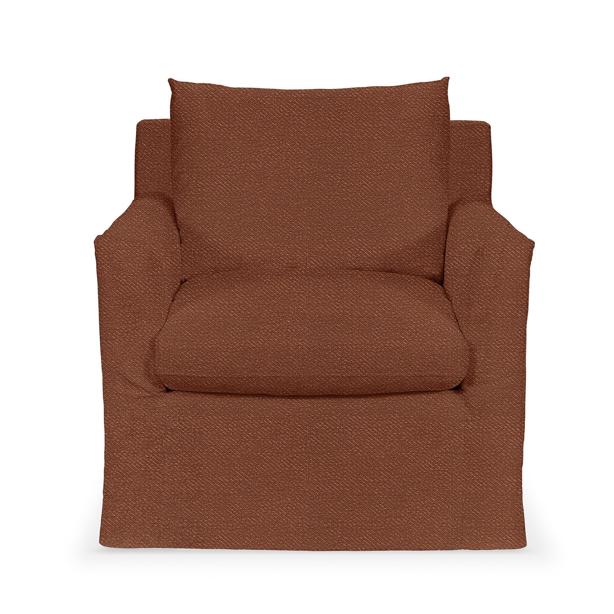 Classic Home Cassiano swivel chair with plush upholstery, wooden base, and modern design, shown from a side angle.
