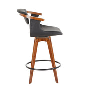 Lumi Source Oracle mid-century modern counter stool with wooden seat and metal legs, counter height 24-27 inches.