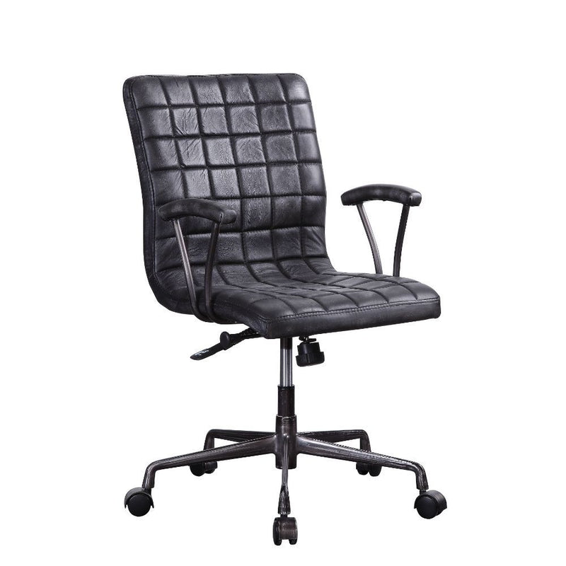 Barack - Office Chair - Vintage Black Top Grain Leather & Aluminum - R&R Furniture Gallery (Fountain Valley, CA)