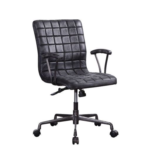 Barack - Office Chair - Vintage Black Top Grain Leather & Aluminum - R&R Furniture Gallery (Fountain Valley, CA)