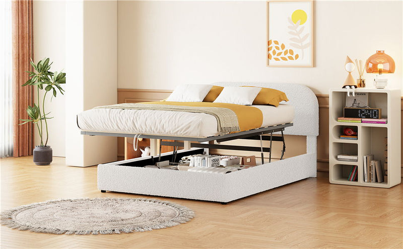 Upholstered Platform Bed With Hydraulic Storage System - R&R Furniture Gallery (Fountain Valley, CA)