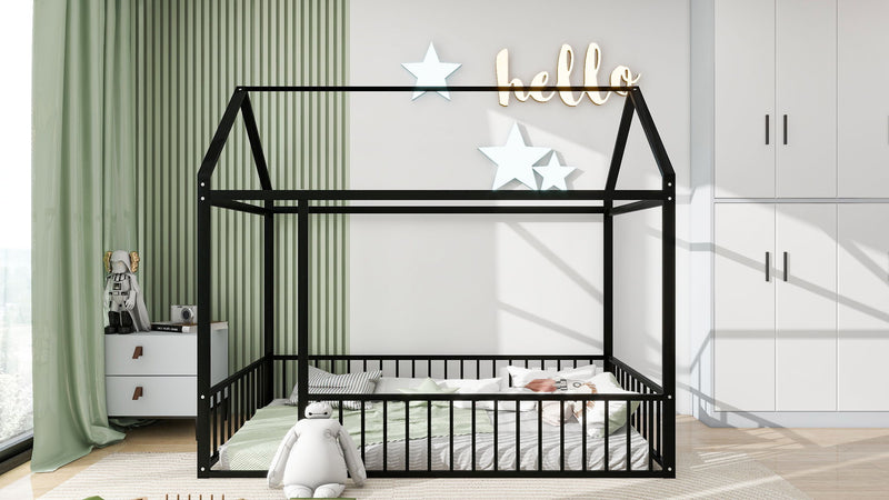 Metal Bed House Bed Frame With Fence - R&R Furniture Gallery (Fountain Valley, CA)