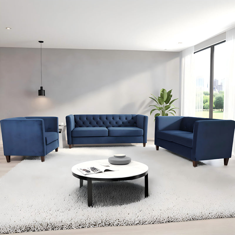 Button Tufted 3 Seater Sofa For Living Room