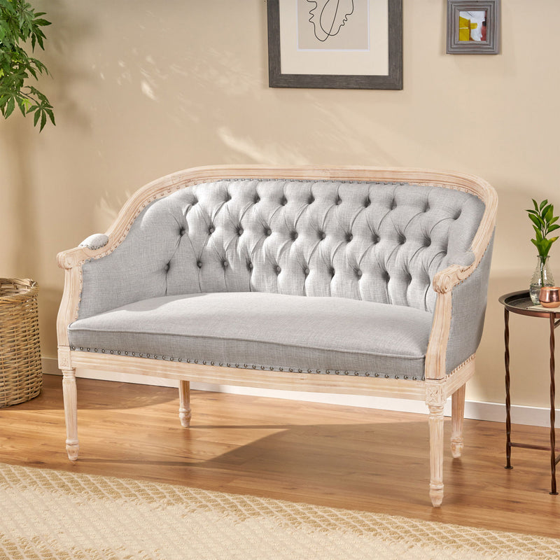 French Country Chesterfield Style Tufted Loveseat - R&R Furniture Gallery (Fountain Valley, CA)
