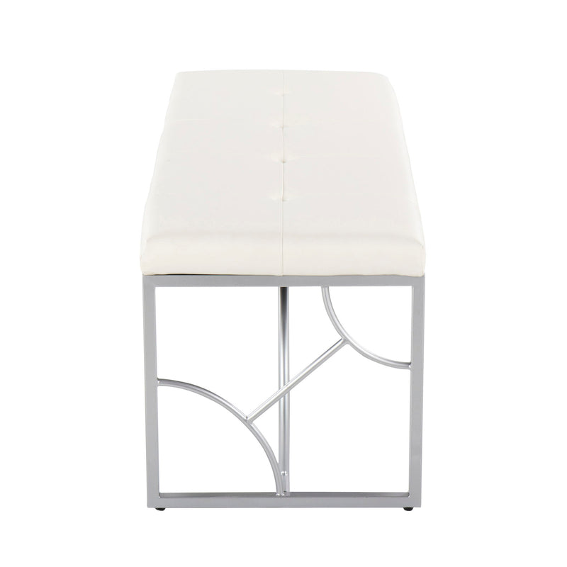 Lumi Source Constellation upholstered contemporary bench with a sleek design and plush fabric, ideal for modern living spaces.