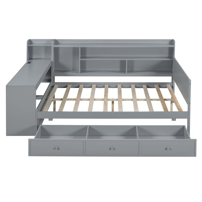 Daybed With 3 Drawers USB Ports And Desk - R&R Furniture Gallery (Fountain Valley, CA)