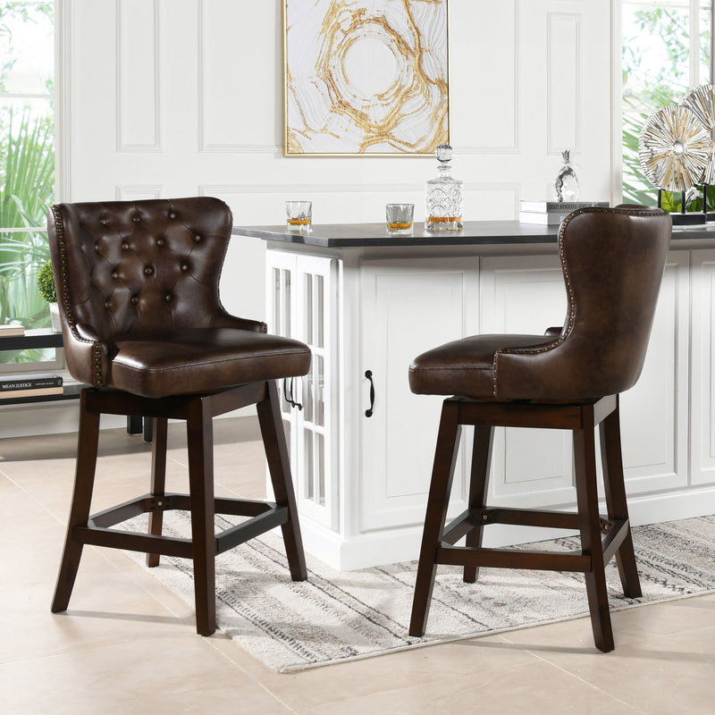 Holmes - Tufted High Back 360 Swivel Counter Height Barstool - R&R Furniture Gallery (Fountain Valley, CA)
