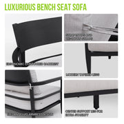 Outdoor Life Outside sofa with Ember Black weather-resistant frame and Sunbrella cushion, ideal for patio seating.