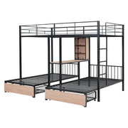 Triple Bunk Bed With Drawers, Multi-Functional Frame With Desks And Shelves In The Middle - R&R Furniture Gallery (Fountain Valley, CA)
