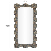 Charlene 39"x75" watercolor squiggle wall mirror by TOV Furniture with vibrant watercolor print design.