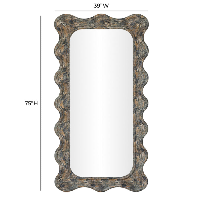 Charlene 39"x75" watercolor squiggle wall mirror by TOV Furniture with vibrant watercolor print design.