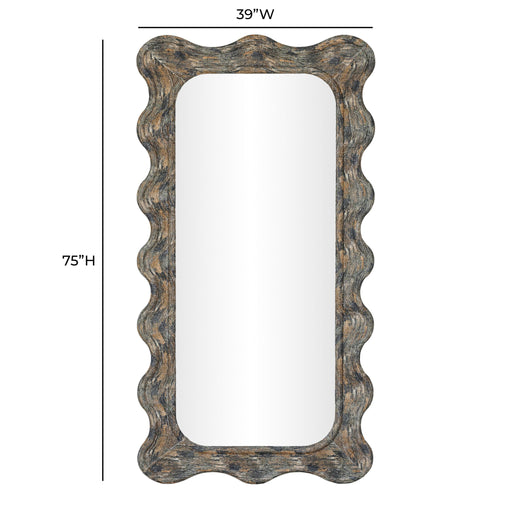 Charlene 39"x75" watercolor squiggle wall mirror by TOV Furniture with vibrant watercolor print design.