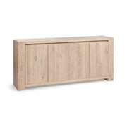 Classic Home Bristol 4-door buffet cabinet with wood finish, featuring storage compartments and a sleek, modern design.