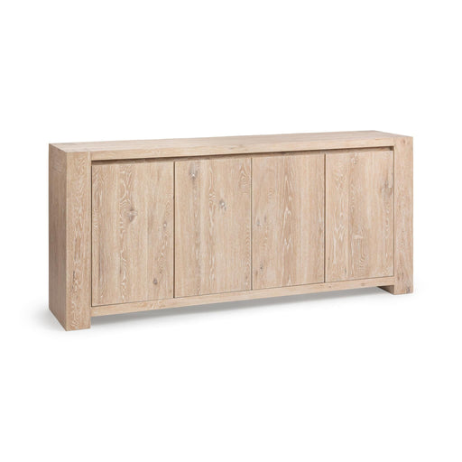 Classic Home Bristol 4-door buffet cabinet with wood finish, featuring storage compartments and a sleek, modern design.