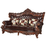 Forsythia - Sofa - Espresso Top Grain Leather Match & Walnut - R&R Furniture Gallery (Fountain Valley, CA)