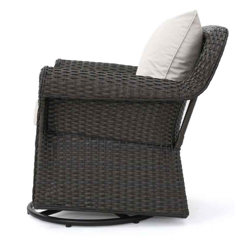 Amaya - Outdoor Swivel Rocker Chair With Water Resistant Cushions - Brown / Beige - R&R Furniture Gallery (Fountain Valley, CA)