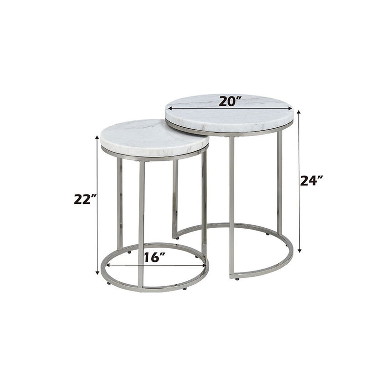 Zaidee - Nesting Table Set - Marble Top & Nickel - R&R Furniture Gallery (Fountain Valley, CA)