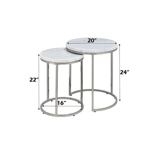 Zaidee - Nesting Table Set - Marble Top & Nickel - R&R Furniture Gallery (Fountain Valley, CA)