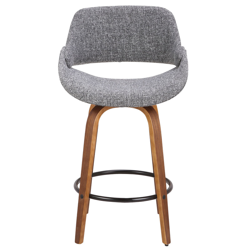 Lumi Source Fabrico mid-century modern counter stool with inviting design, counter height (24-27 inches), upholstered seat and wooden legs.