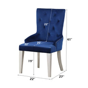 Varian - Side Chair - Blue Fabric & Antique Platinum - R&R Furniture Gallery (Fountain Valley, CA)