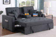 Cody II - Convertible Sleeper Loveseat With Cup Holder, Charging Ports and Pocket - Dark Gray - R&R Furniture Gallery (Fountain Valley, CA)