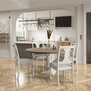 Tannen - Round 5 Piece Dining Table (Set of 5) - White And Gray - R&R Furniture Gallery (Fountain Valley, CA)