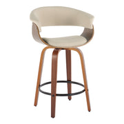 Set of two Lumi Source vintage mod mid-century modern fixed height counter stools with swivel, round footrest, and stylish design.