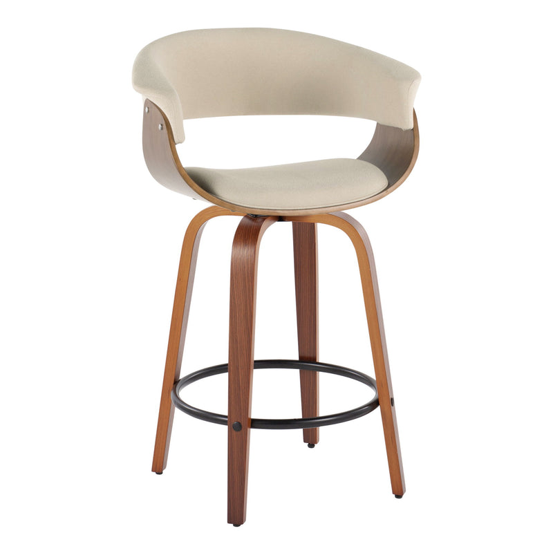 Set of two Lumi Source vintage mod mid-century modern fixed height counter stools with swivel, round footrest, and stylish design.
