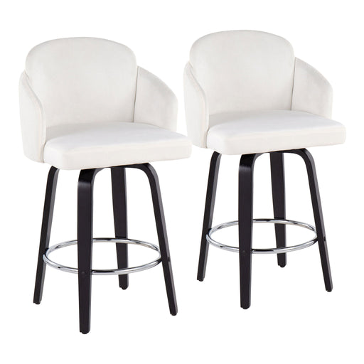 Lumi Source Dahlia contemporary counter stool set with round footrests, featuring modern design and sleek black finish.