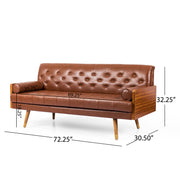 Adelaide - Mid Century Modern Tufted Sofa With Rolled Accent Pillows - Light Brown - R&R Furniture Gallery (Fountain Valley, CA)