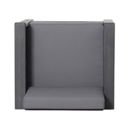 Noble House slat design arm chairs with cushions, stylish club chairs with wooden slats and plush seating for modern living spaces.