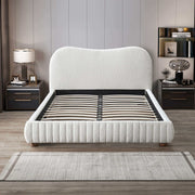 Norme - Queen Size Upholstered Low Profile Platform Bed - Cream - R&R Furniture Gallery (Fountain Valley, CA)