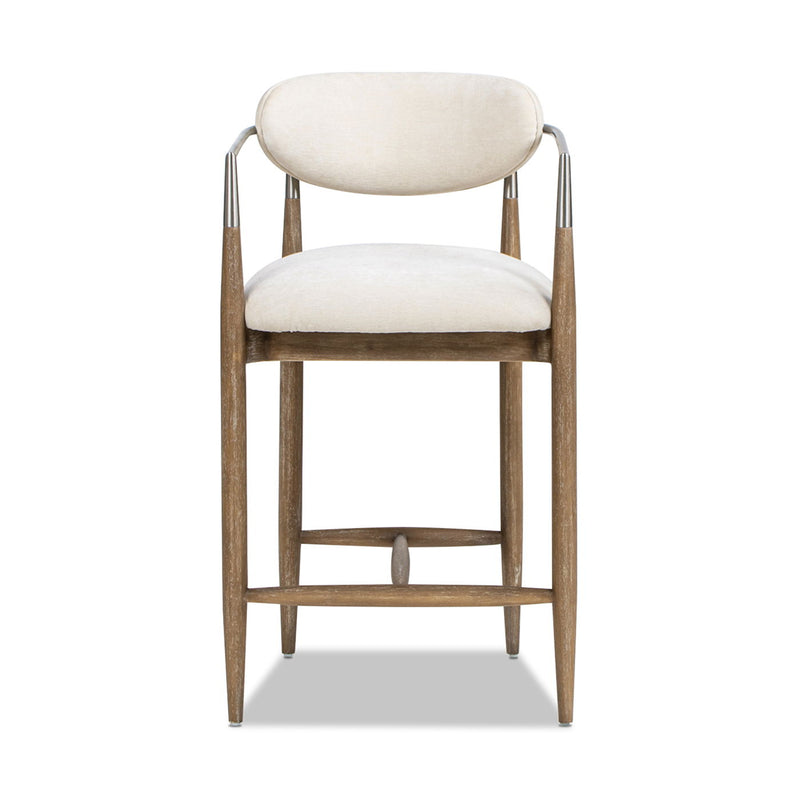 Artemis - Mixed Material Upholstered Counter Stool - Warm White - R&R Furniture Gallery (Fountain Valley, CA)