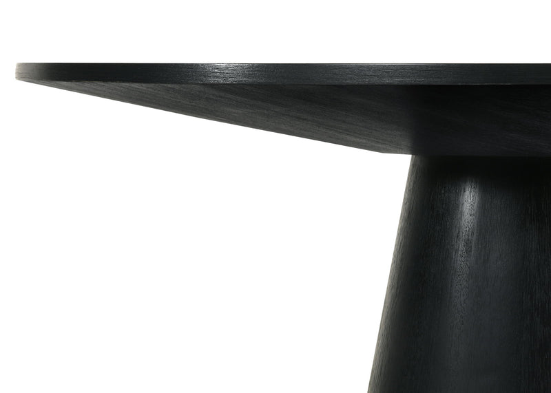 Lilola Home Jasper 59-inch round dining table set with four matching chairs, part of a 5-piece dining room set in a modern style.