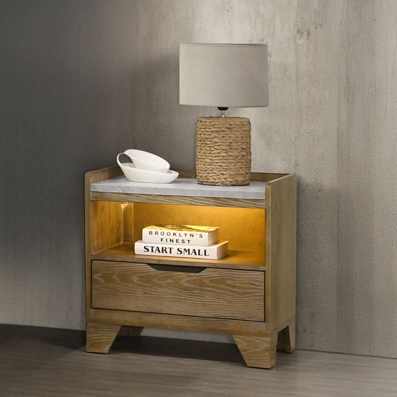 Garcia - Nightstand With LED - Light Brown - R&R Furniture Gallery (Fountain Valley, CA)