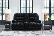 Rhine Falls - Double Reclining Power Loveseat With Console - Onyx - R&R Furniture Gallery (Fountain Valley, CA)