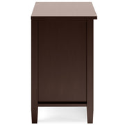 Simpli-Home Warm Shaker handcrafted accent nightstand with a natural wood finish and single drawer for bedside storage.