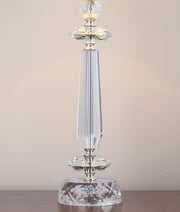 Lumi Source Karat contemporary crystal table lamp set with clear crystal, chrome accents, and white softback shades on a modern surface.