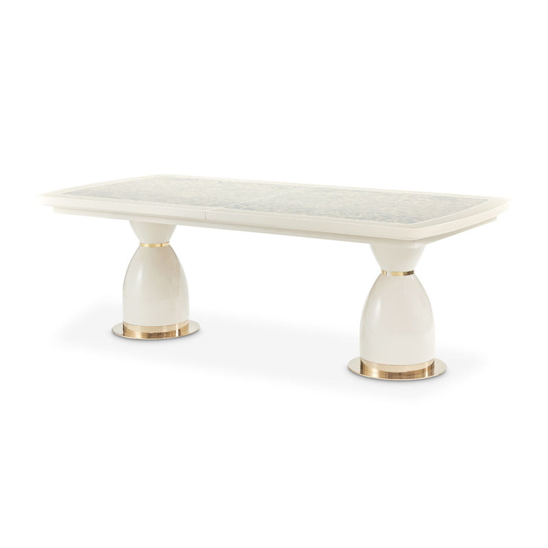 Lisbon - Double Pedestal Dining Table - Silken Matte Cream - R&R Furniture Gallery (Fountain Valley, CA)