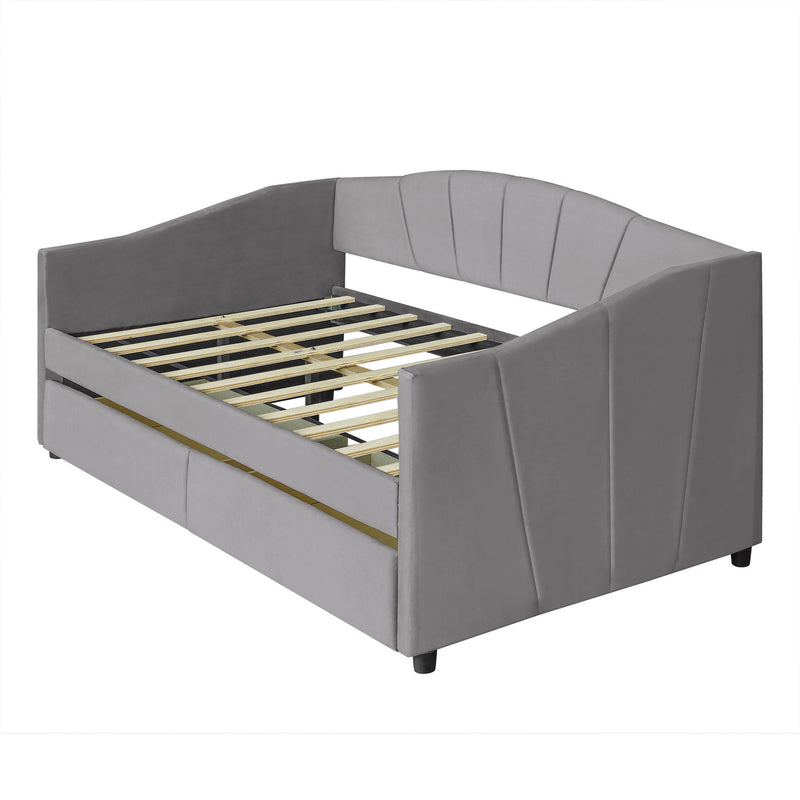 Upholstered Daybed With Two Drawers And Wood Slat - R&R Furniture Gallery (Fountain Valley, CA)