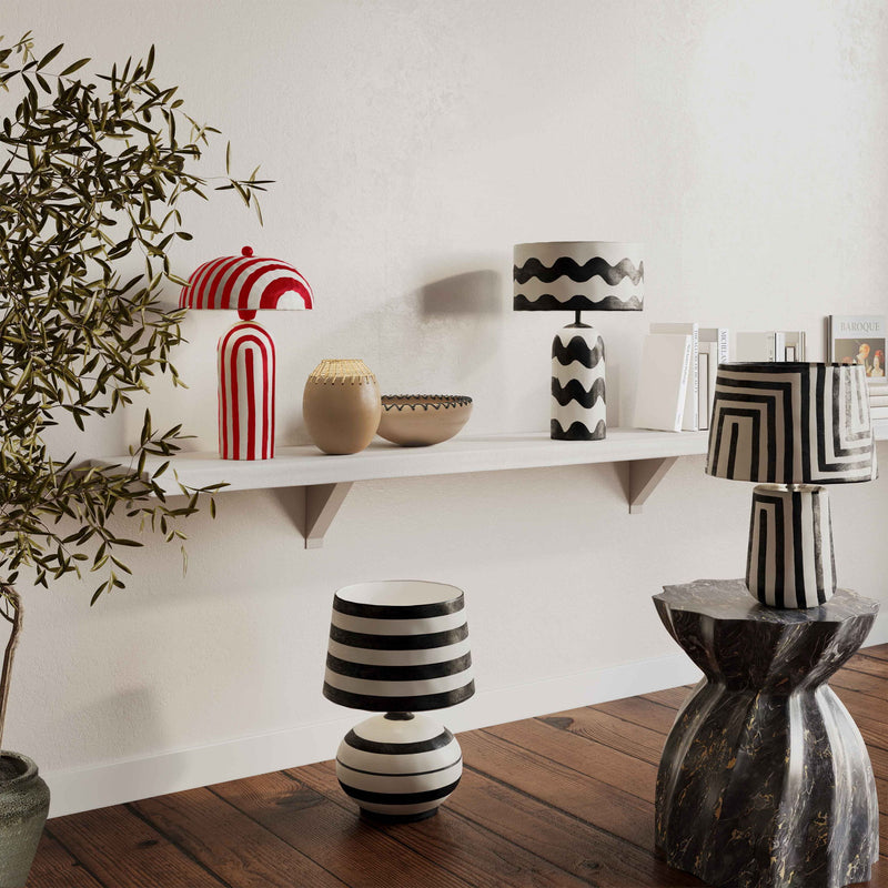 Maiori - Striped Papier Mache Table Lamp - R&R Furniture Gallery (Fountain Valley, CA)