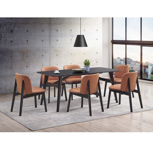 Eliora - Side Chair (Set of 2) - Camel Polish Microfiber & Black - R&R Furniture Gallery (Fountain Valley, CA)