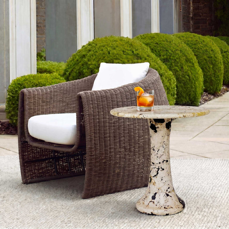 Cadas - Indoor-Outdoor Stone Side Table - Black / White