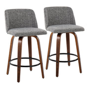Lumi Source Toriano mid-century modern counter stool set of 2 with wooden seats and metal legs, stylish and functional for kitchen counters.