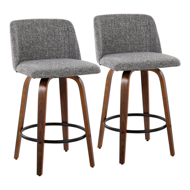 Lumi Source Toriano mid-century modern counter stool set of 2 with wooden seats and metal legs, stylish and functional for kitchen counters.