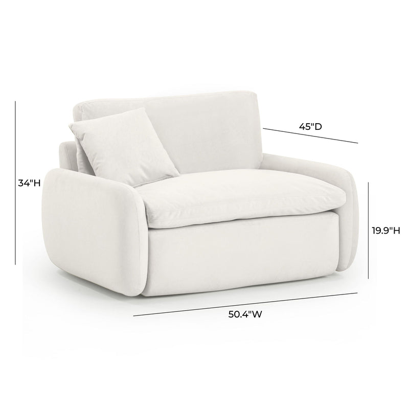 TOV Furniture Rachelle Boucle Lounge Chair with cushioned armrests and stylish boucle fabric upholstery.