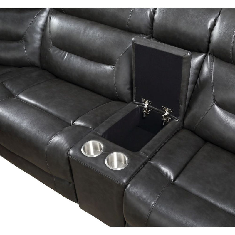 Imogen - Power Motion Sectional Sofa With USB - Gray Leather-Aire - R&R Furniture Gallery (Fountain Valley, CA)