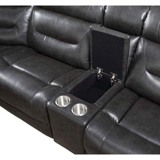Imogen - Power Motion Sectional Sofa With USB - Gray Leather-Aire - R&R Furniture Gallery (Fountain Valley, CA)