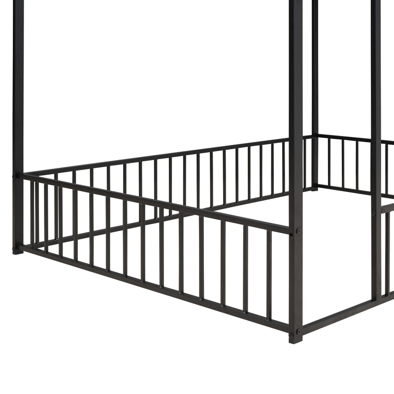 Metal Bed House Bed Frame With Fence - R&R Furniture Gallery (Fountain Valley, CA)